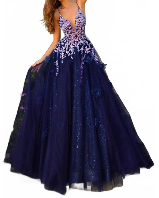 Amarra Blue A-Line Prom