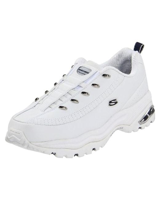 Skechers Premium Premix Leather Laceless Casual Shoes in White | Lyst