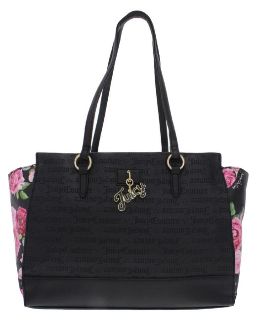 Juicy Couture Black Love Lock Faux Leather Logo Satchel Handbag