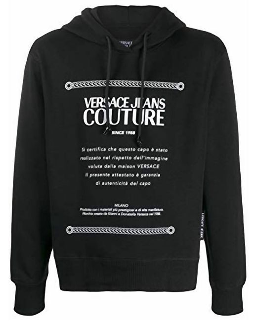 Versace Black Hooded Pullover Sweatshirt for men