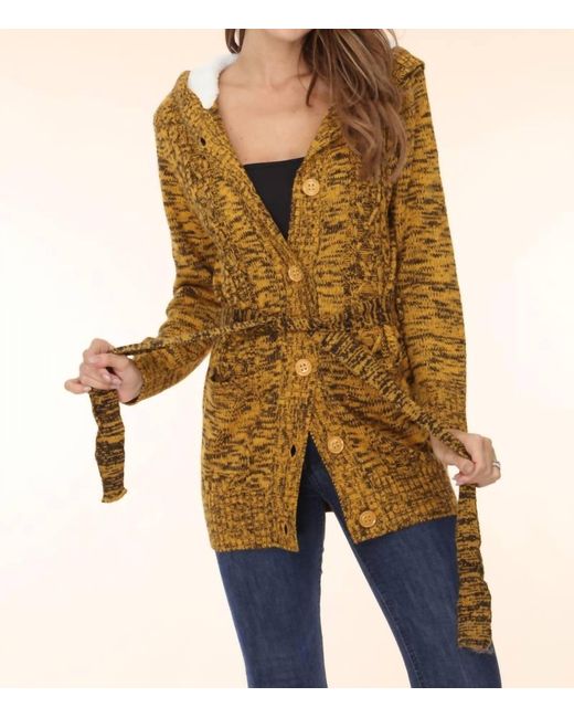 Zoe Yellow Button Up Sweater Jacket