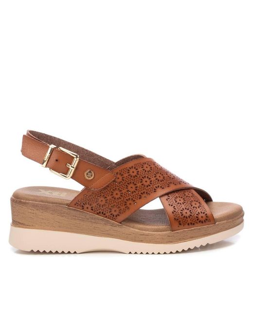 Xti Brown Wedge Sandals