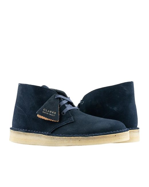 Clarks Blue Desert Coal 261-69997 Navy Suede Lace Up Ankle Chukka Boots Clk32 for men