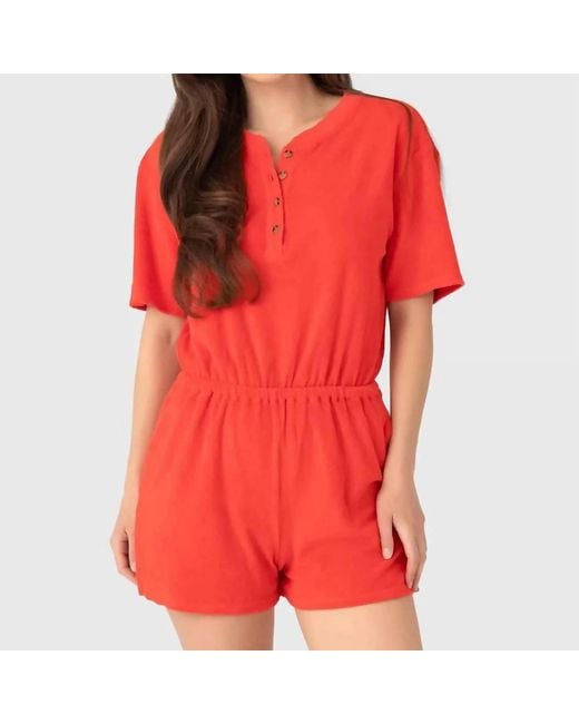 Xirena Red Evert Romper With Side Pockets