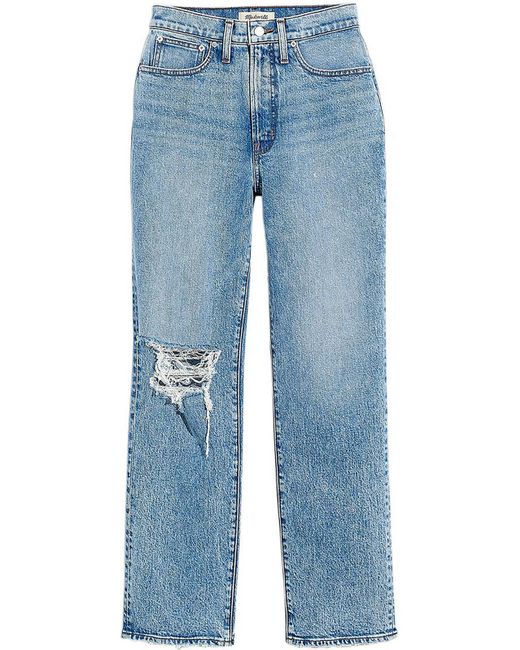 Madewell Blue The Perfect Vintage High Rise Ripped Straight Leg Jeans