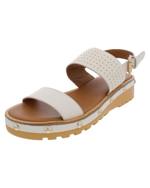 See By Chloé Brown Martie Leather Studded Wedge Sandals