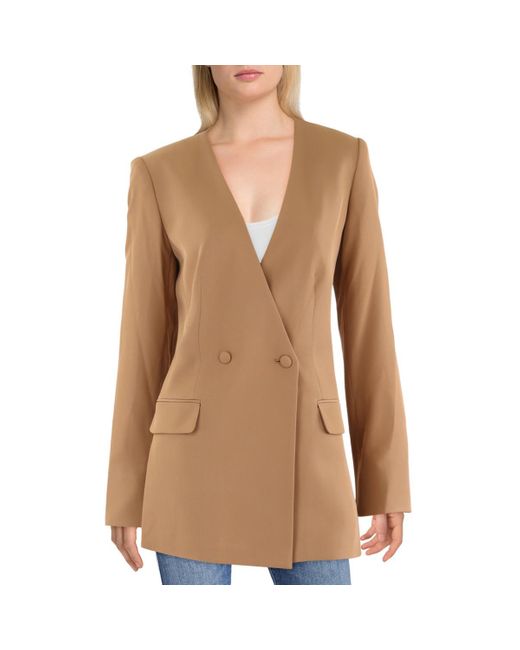 Calvin Klein Brown Solid Polyester Two-Button Blazer