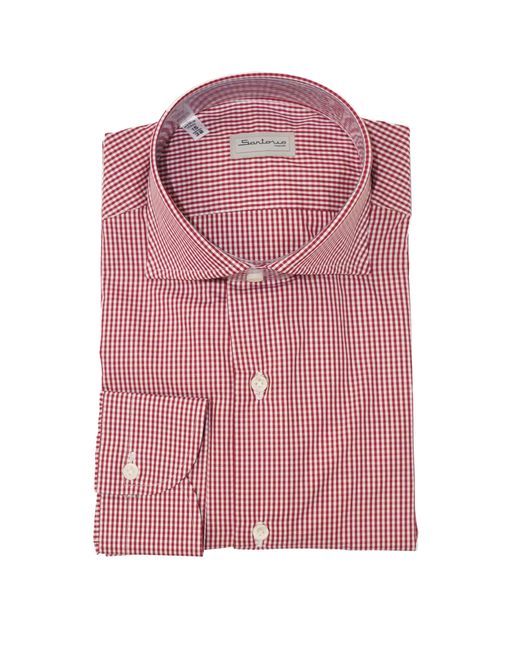 Sartorio Napoli Pink Micro Gingham Cotton Dress Shirt for men