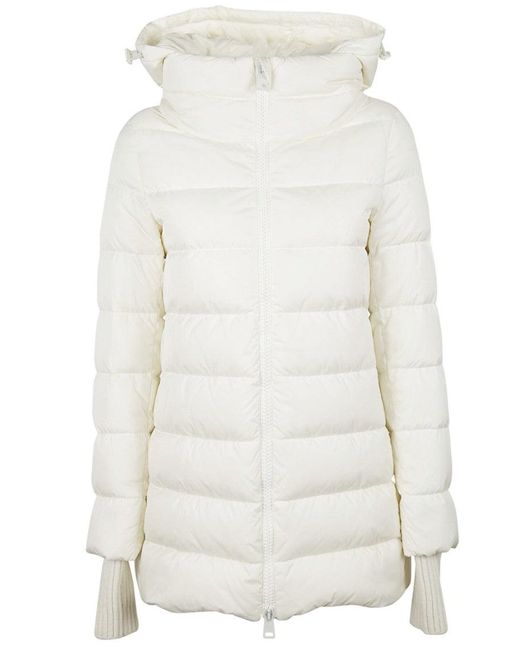 Herno White Medium-Length Quilted Down Jacket