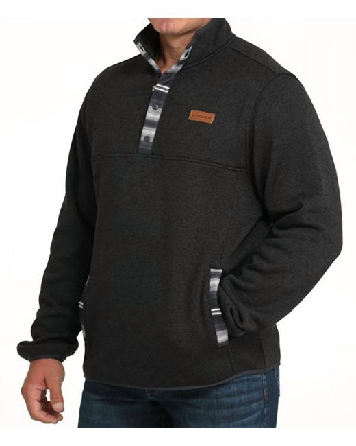 Cinch Black 1/4 Snap Sweater Knit Pullover Sweater for men