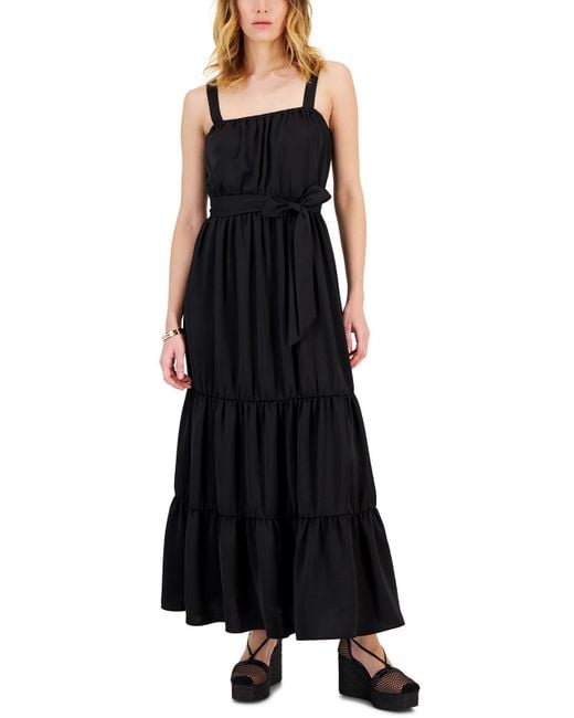 INC Black Tiered Ruffled Maxi Dress