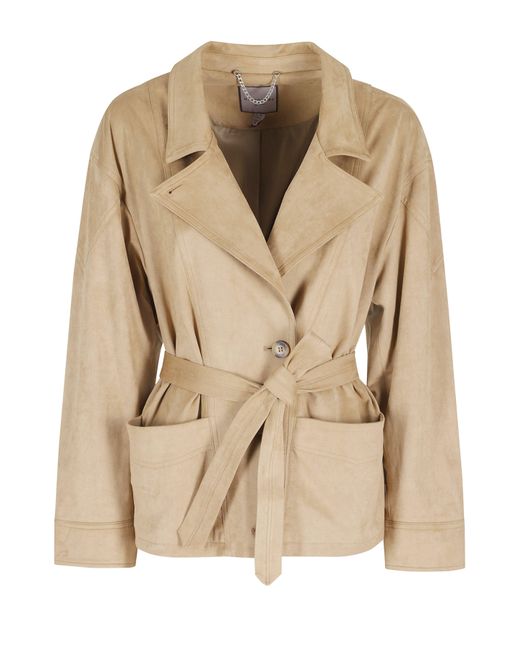 Urbancode Natural Biscuit Belted Suede-Effect Polyester Jacket