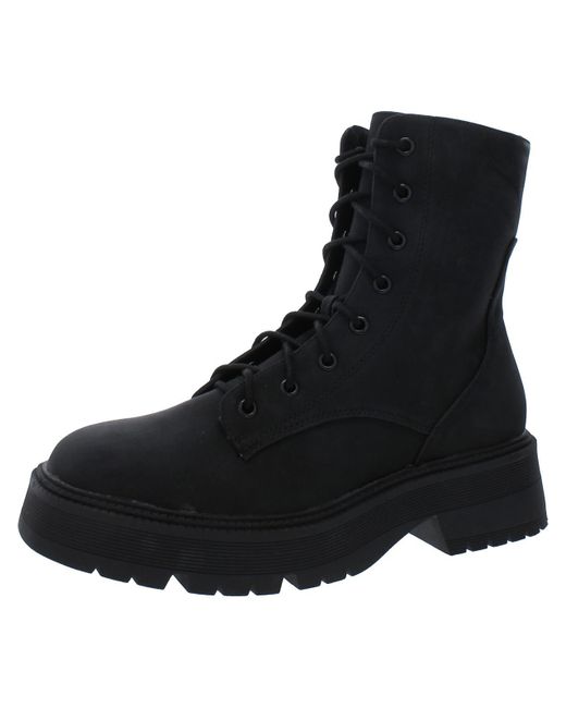 MIA Black Lilth Faux Leather Lug Sole Combat & Lace-up Boots