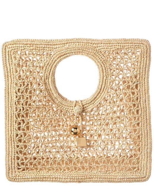 Jacquemus Metallic Dnu The Spiaggia Small Square Raffia Tote