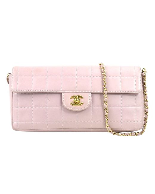 Chanel Pink Chocolate Bar Leather Shoulder Bag (pre-owned)