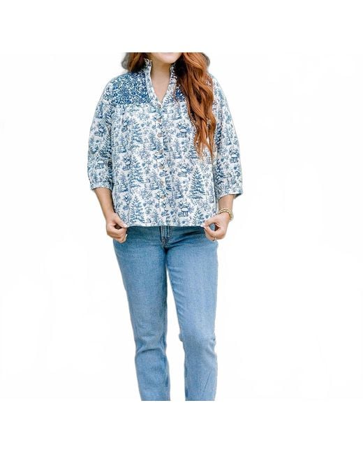 Layerz Clothing Blue Jane Button Up Top