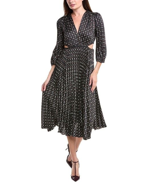 Sandro Black Pleated Midi Dress