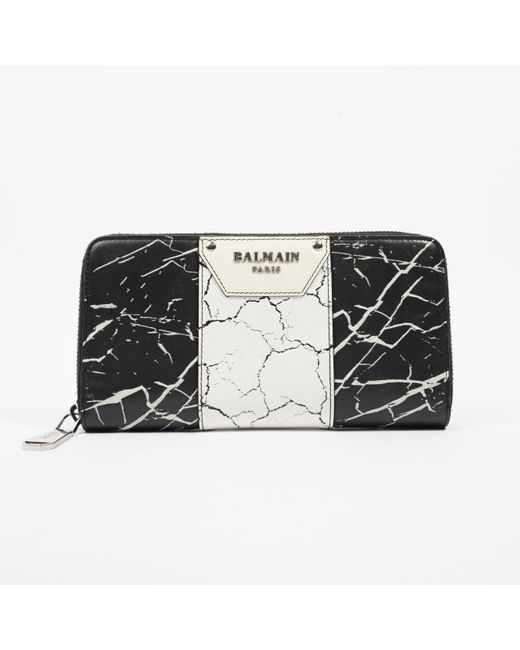 Balmain Black Marble Effect Wallet /leather
