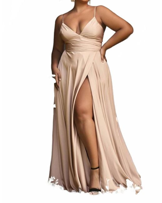 Cinderella Divine Brown Soft Satin Sweetheart Long Dress