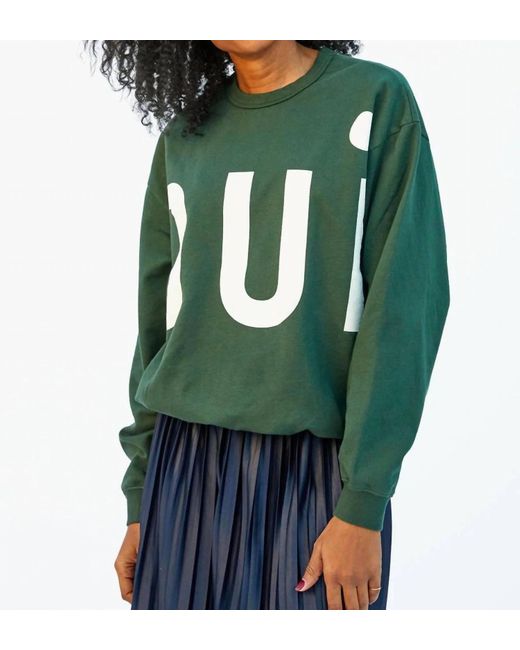 Clare V. Green Oui Oversized Sweatshirt In Forest/cream