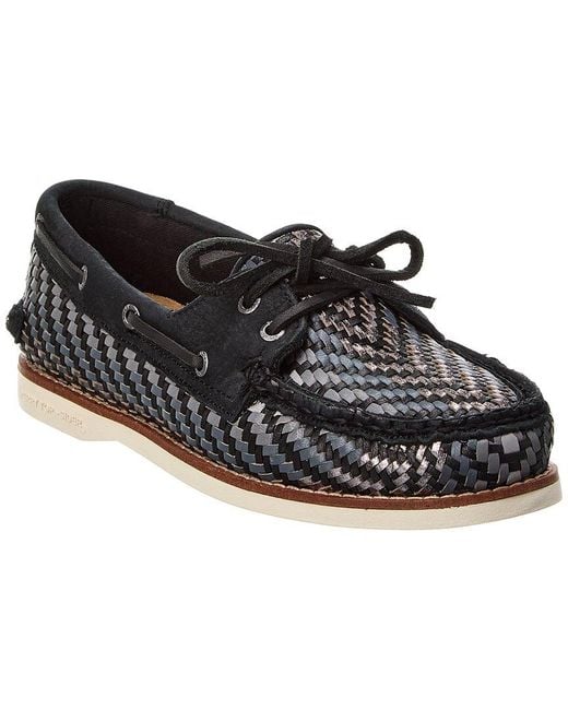 Sperry Top-Sider Black A/o 2-eye Woven Leather Boat Shoe