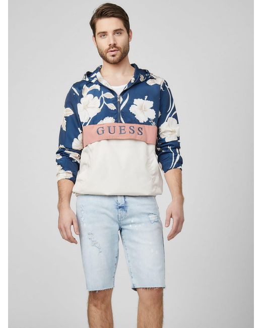 Guess Factory Jameson Floral Windbreaker in Blue for Men | Lyst