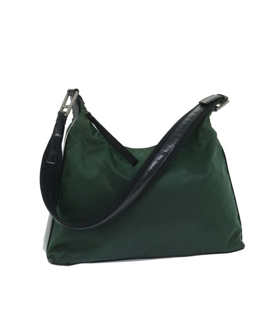 Prada Green Tessuto Synthetic Shoulder Bag (pre-owned)