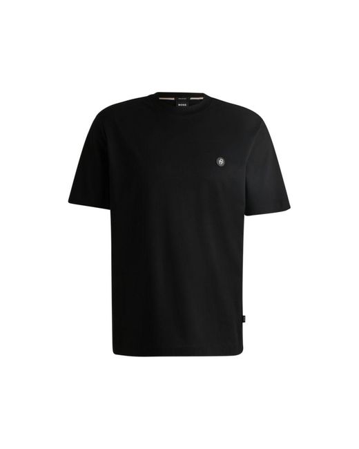 Boss Black Mercerized-Cotton T-Shirt With Double B Monogram for men