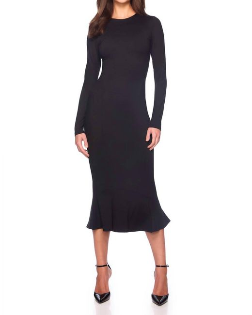Susana Monaco Blue Crew Trumpet Midi Dress