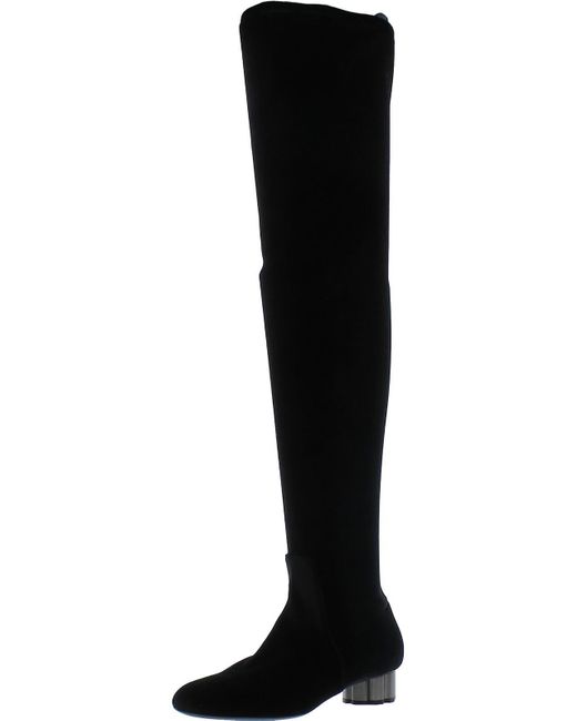Ferragamo Black Satin Dressy Thigh-high Boots