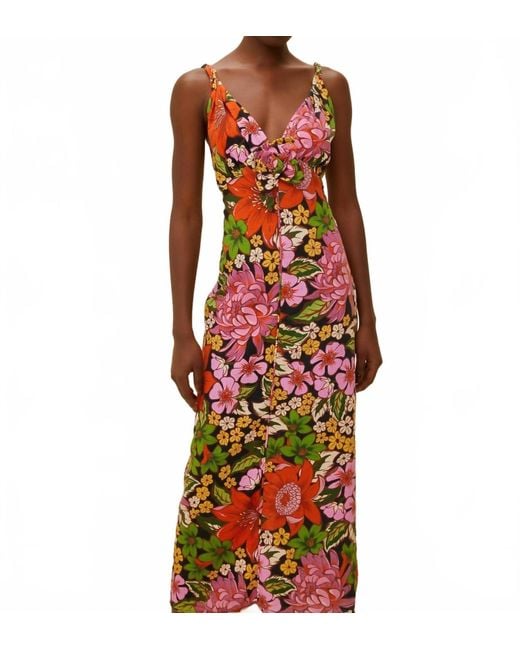 Farm Rio Red Floral Vivi Rose Midi Dress