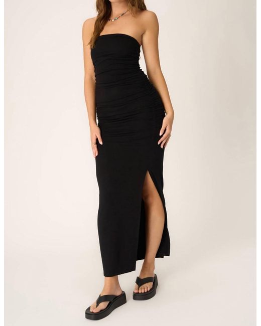 Project Social T Black Nala Strapless Side Ruched Dress