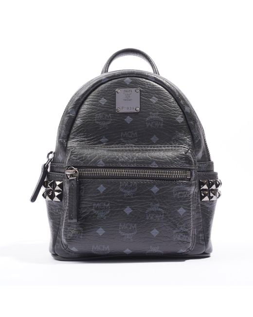 MCM Gray Visetos Studded Mini Backpack / Coated Canvas