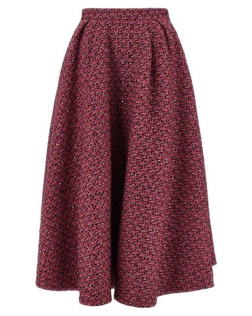 Alessandra Rich Red Wool Blend Tweed Skirt