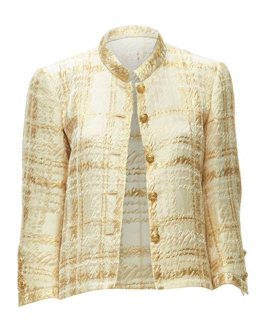 Chanel Natural Coco Haute Couture 1960's Gold Jacquard Check Jacket