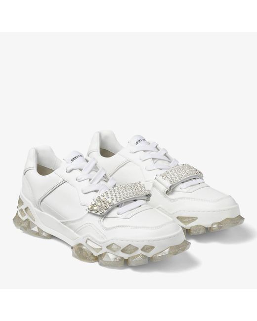 Jimmy Choo White Diamond X Strap Low-Top Sneakers for men
