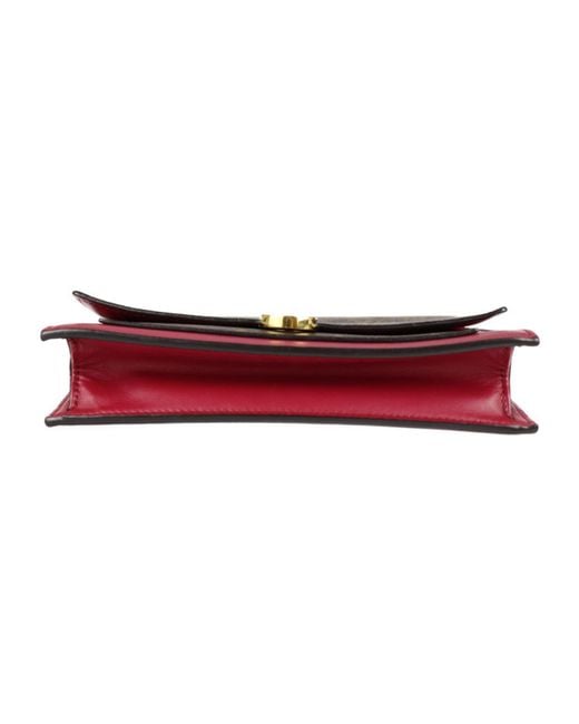 Louis Vuitton Red Portefeuille Chaîne Flore Canvas Clutch Bag (pre-owned)