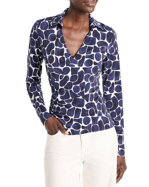 NIC+ZOE Blue Nic + Zoe Geo Pebble Wrap Top