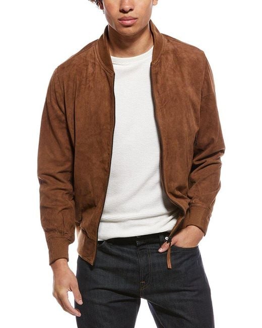 Blank NYC Brown Quick Action Suede Bomber Jacket for men