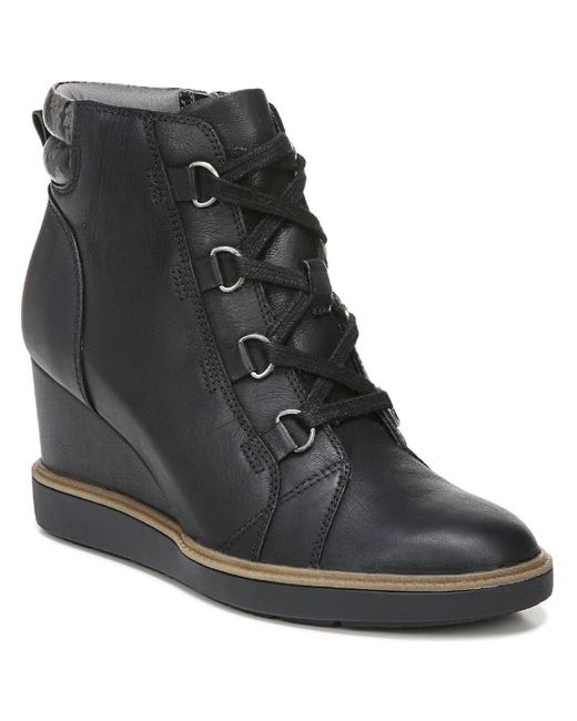 Dr. Scholls Black Just For Fun Leather Lace-up Ankle Boots