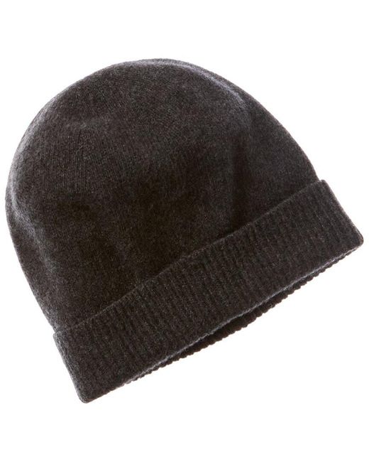 Portolano Black Folded Cuff Cashmere Hat
