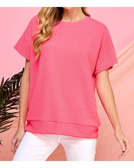 Blumin Pink Ribbed Short Sleeve Top