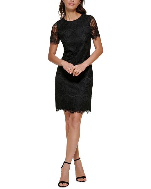 Kensie Black Lace Knee-length Cocktail Dress