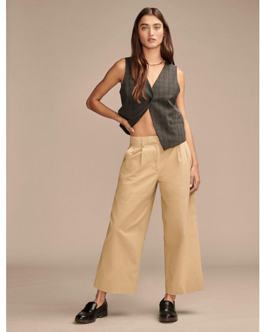 Lucky Brand Natural Pleated Wide Leg Crop Pant