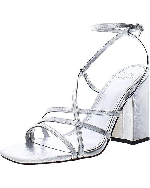 Marc Fisher White Ltd Edalyn Sandals 7.5 Ankle Strap Square Toe Khd669