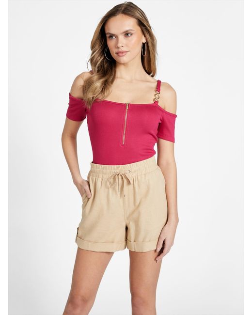 Guess Factory Red Marisol Off-the-shoulder Top