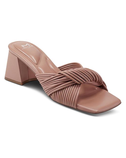 Marc Fisher Brown Cherrie Leather Peep-toe Slide Sandals