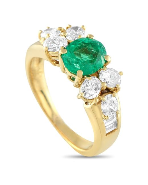 LB Exclusive Metallic 18K 1.0Ct Diamond And Emerald Ring Mf09-073125