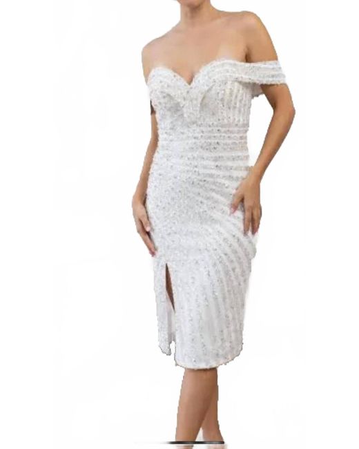 Terani White Cocktsil Ivory Dress