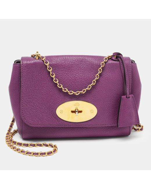 Mulberry Purple Magenta Leather Small Lily Shoulder Bag